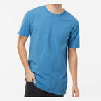 M&O Unisex Vintage Garment-Dyed T-Shirt - Royal Caribe - On Model Front