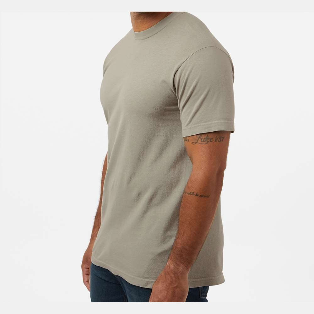 M&O Unisex Vintage Garment-Dyed T-Shirt - Sandstone - On Model Side