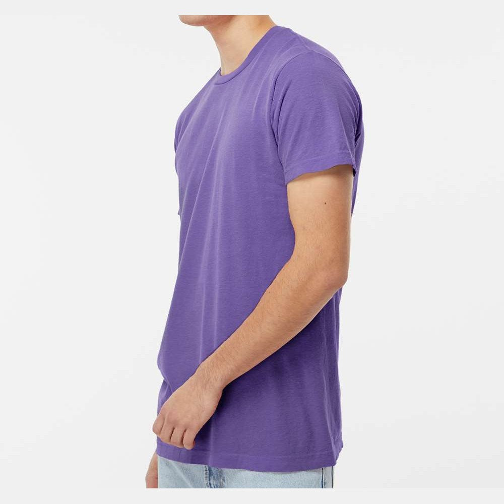 M&O Unisex Vintage Garment-Dyed T-Shirt - Violet - On Model Side
