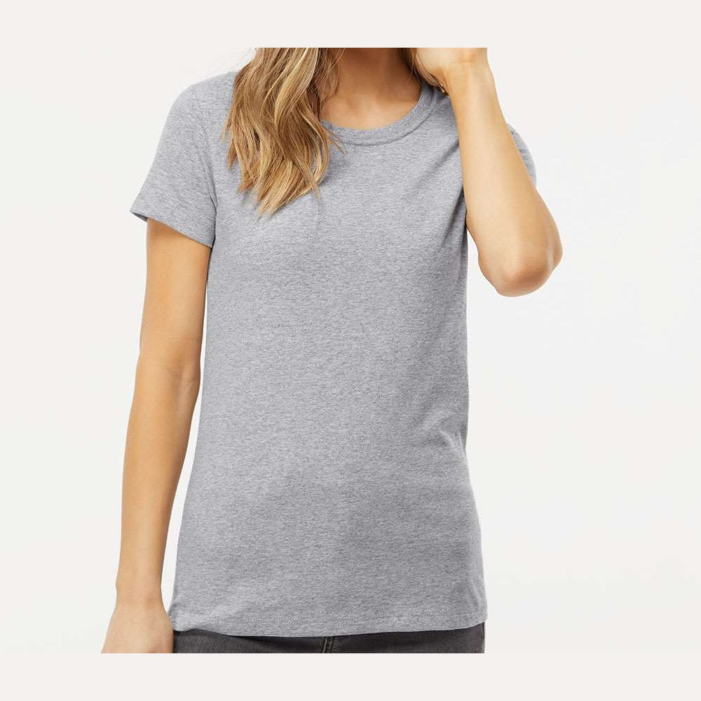 M&O Women's Gold Soft Touch T-Shirt - Athletic Grey - On Model Front