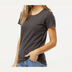 M&O Women's Gold Soft Touch T-Shirt - Charcoal - On Model Side