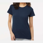 M&O Women's Gold Soft Touch T-Shirt - Deep Navy - On Model Front