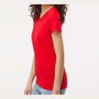 M&O Women's Gold Soft Touch T-Shirt - Deep Red - On Model Side