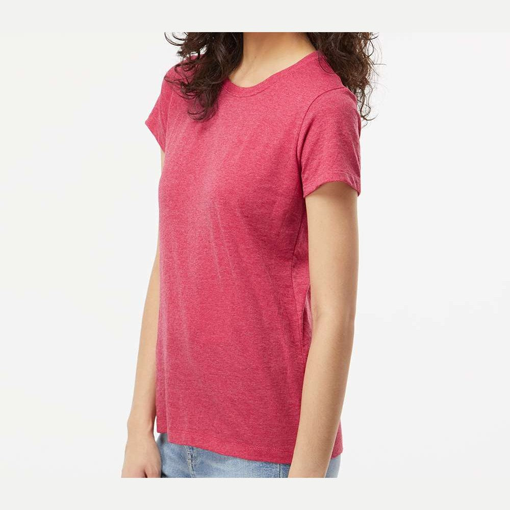 M&O Women's Gold Soft Touch T-Shirt - Heather Pink - On Model Side