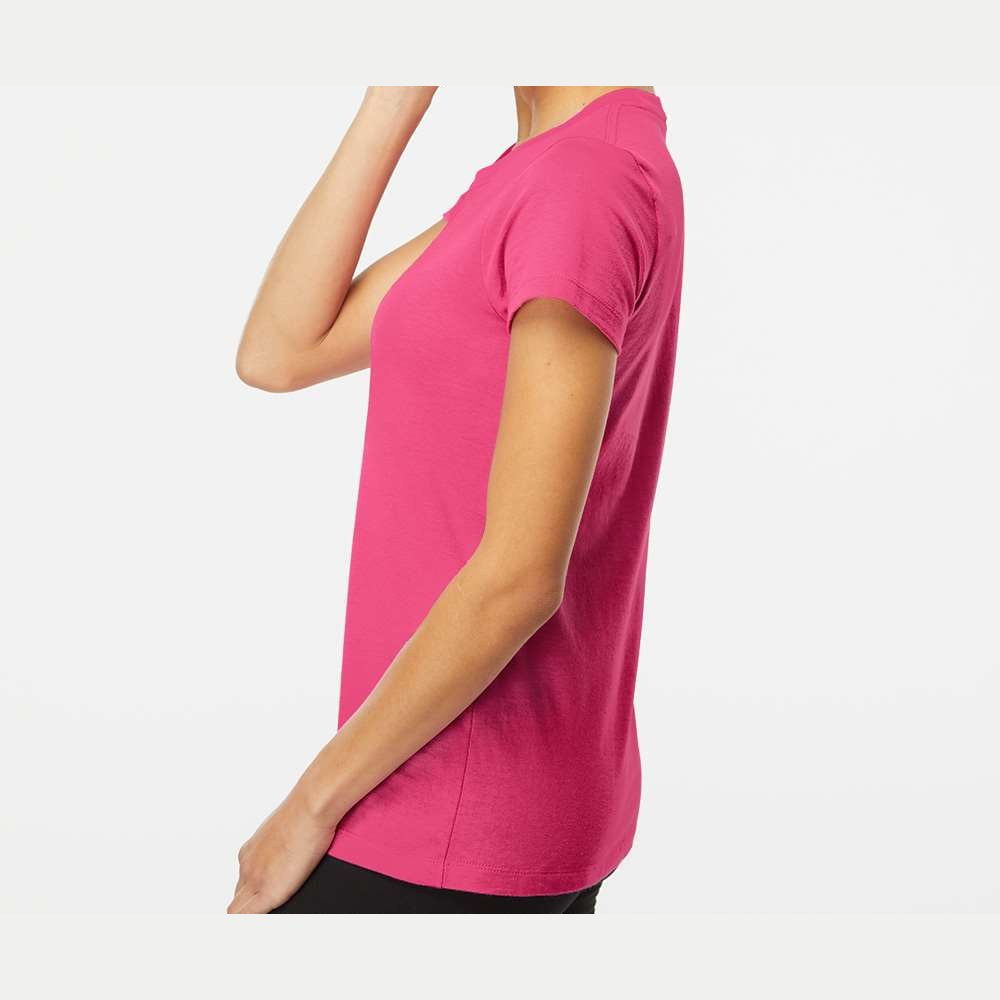 M&O Women's Gold Soft Touch T-Shirt - Heliconia - On Model Side