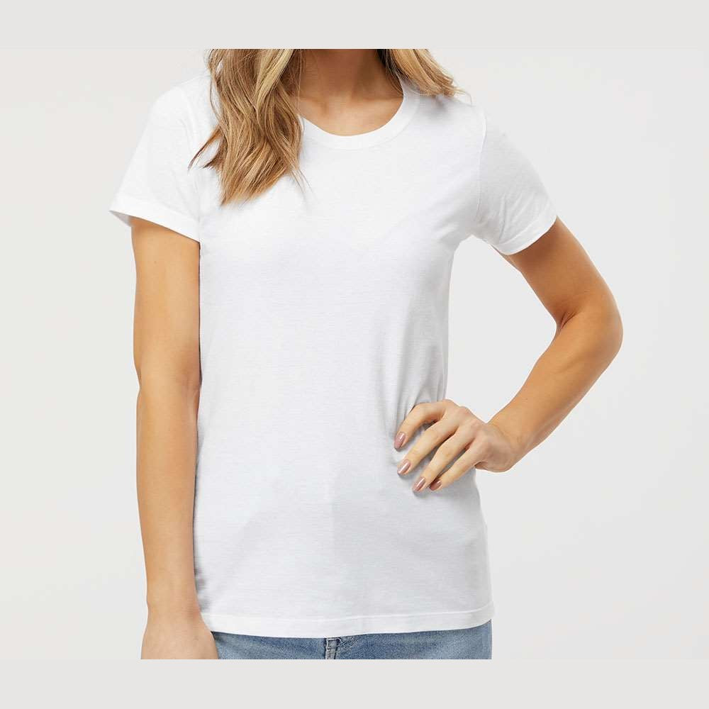 M&O Women's Gold Soft Touch T-Shirt - White - On Model Front