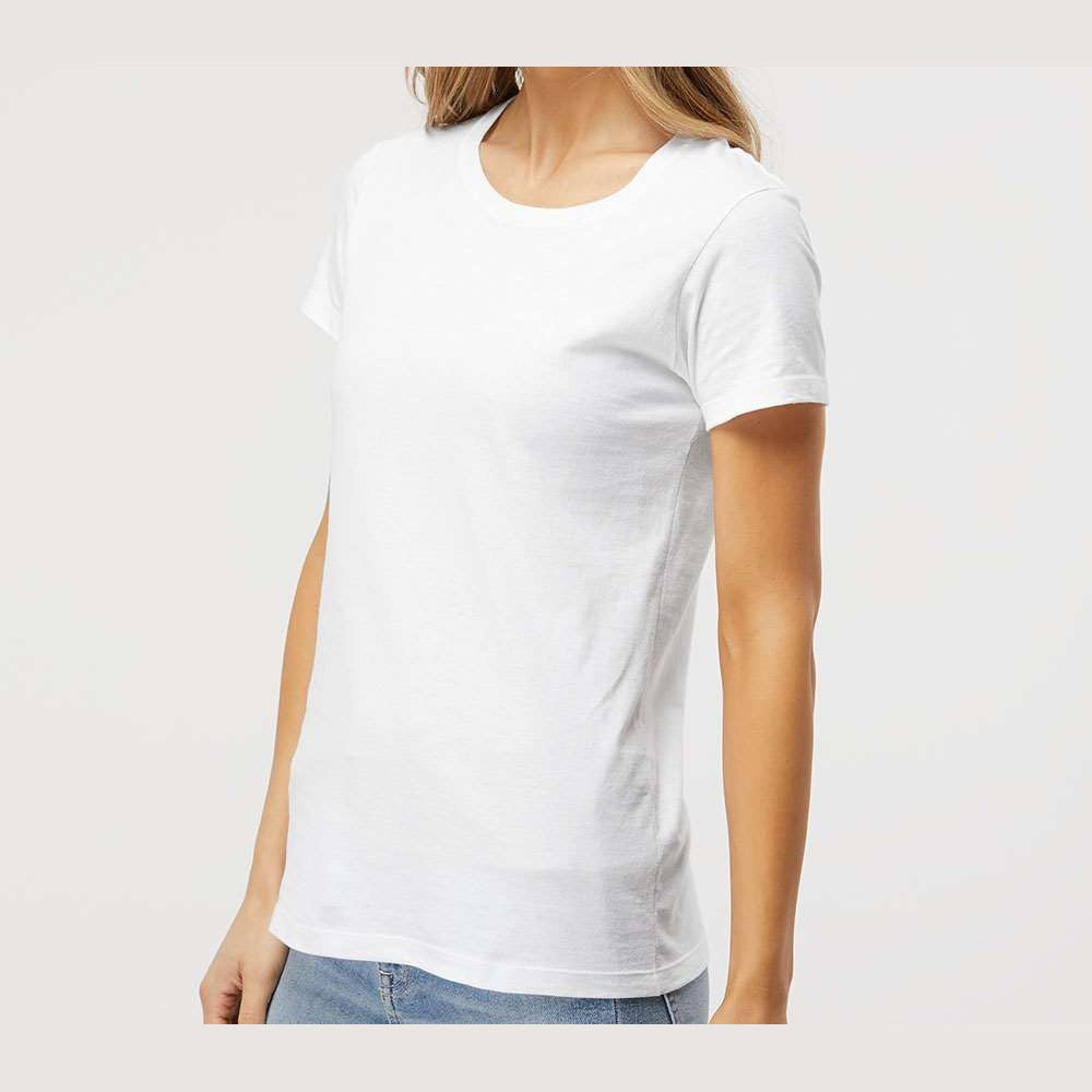 M&O Women's Gold Soft Touch T-Shirt - White - On Model Side