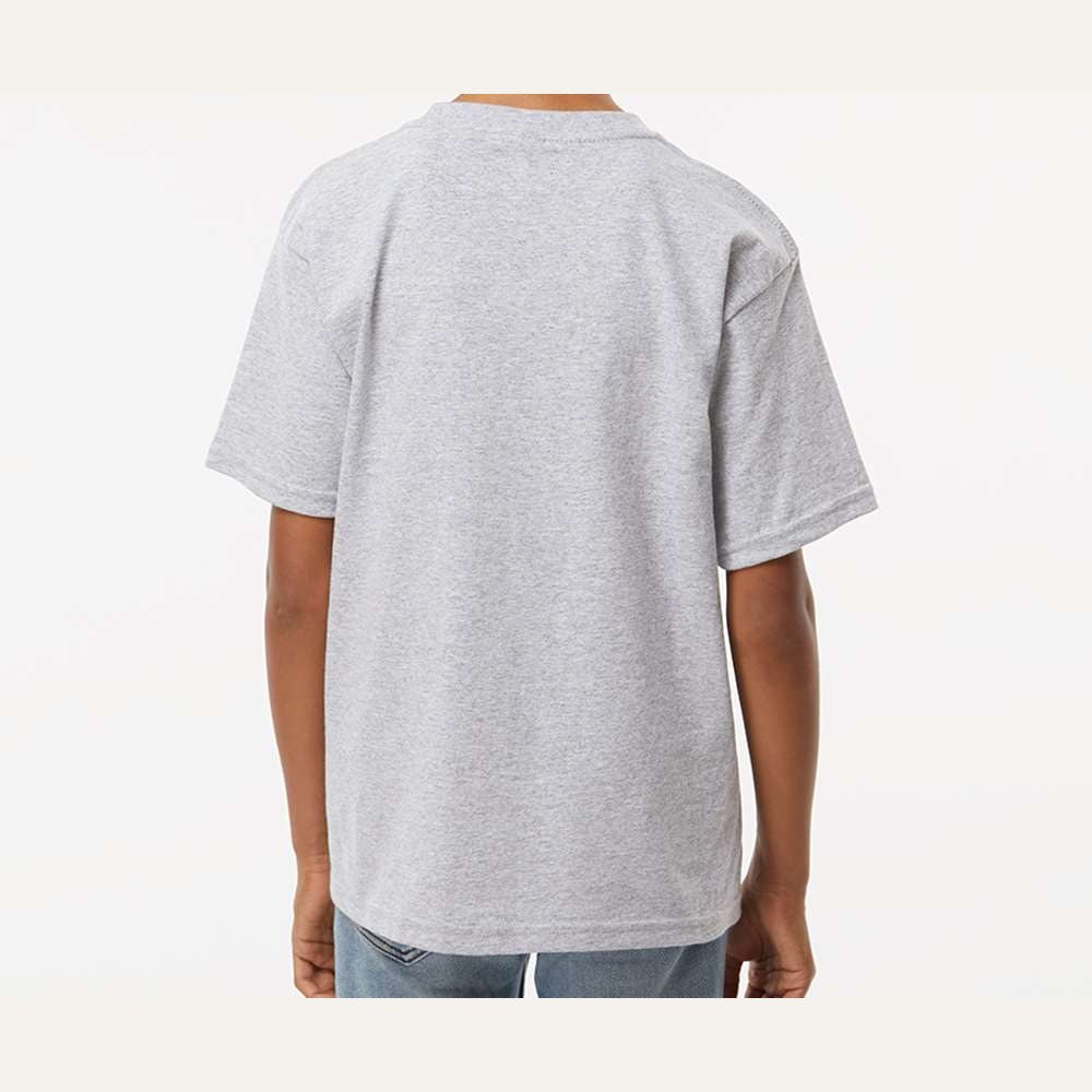 M&O Youth Gold Soft Touch T-Shirt - Athletic Grey - On Model Back