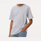 M&O Youth Gold Soft Touch T-Shirt - Athletic Grey - On Model Front