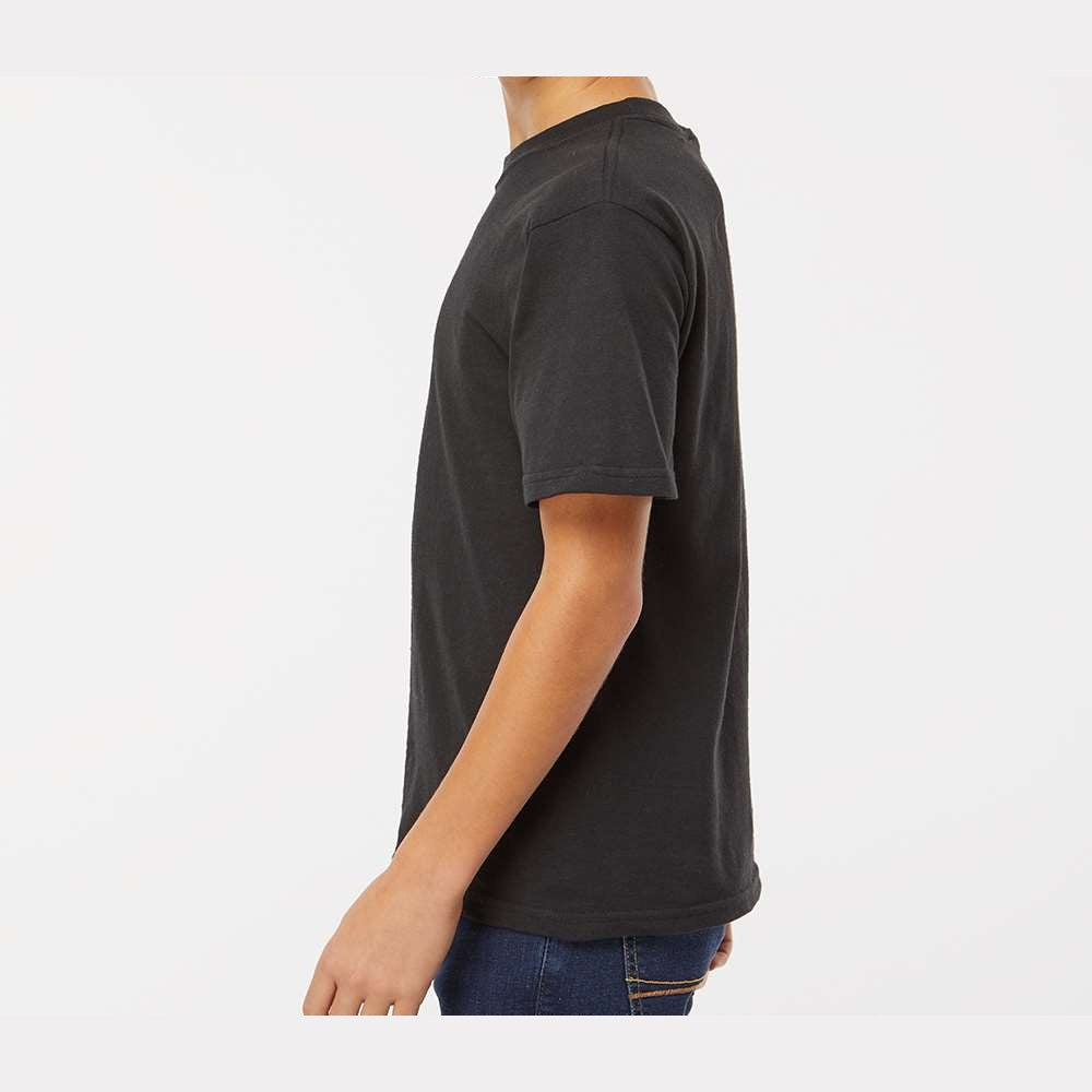 M&O Youth Gold Soft Touch T-Shirt - Black - On Model Side