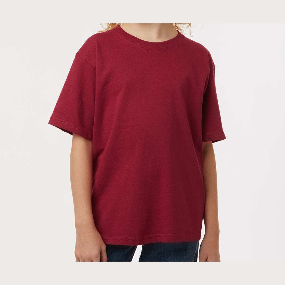 M&O Youth Gold Soft Touch T-Shirt - Cardinal Red - On Model Front