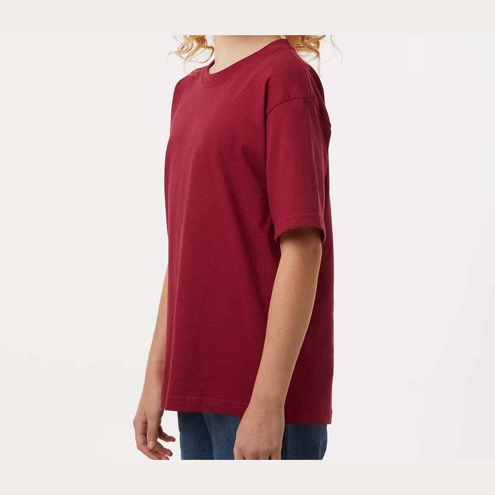 M&O Youth Gold Soft Touch T-Shirt - Cardinal Red - On Model Side