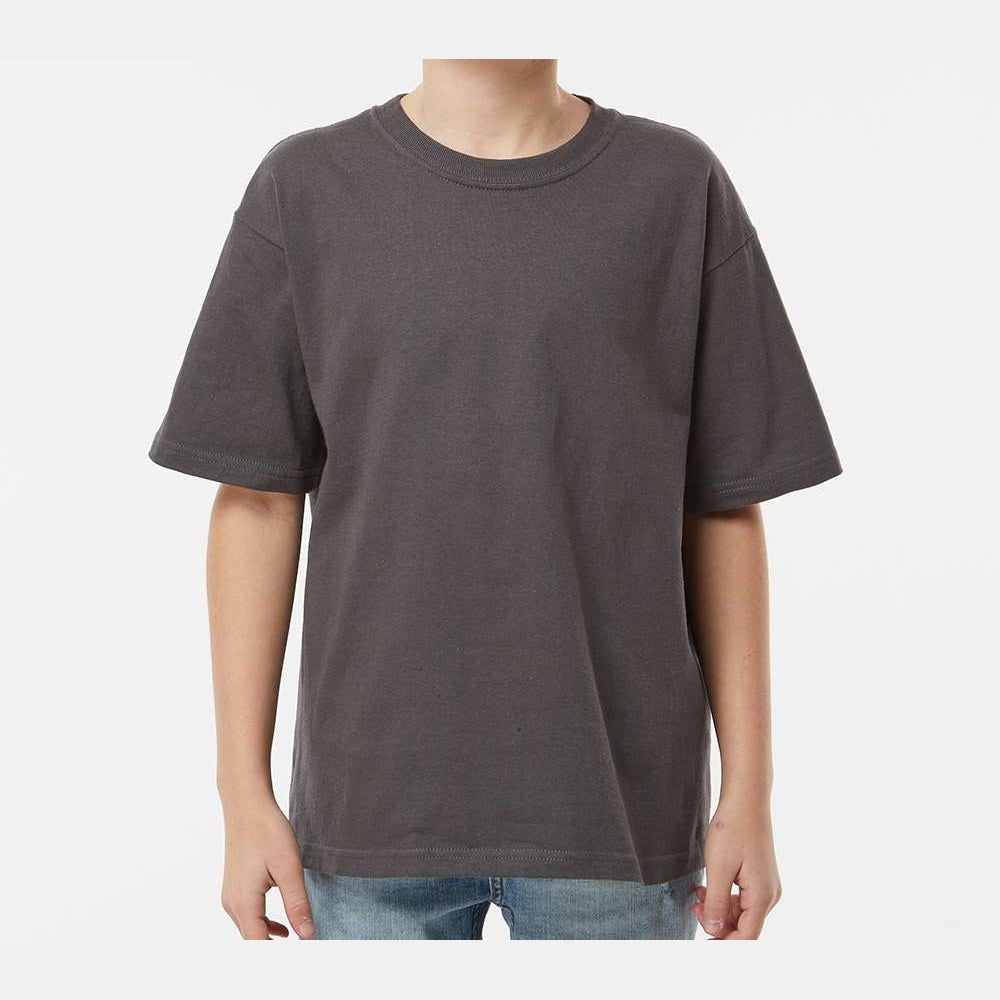 M&O Youth Gold Soft Touch T-Shirt - Charcoal - On Model Front