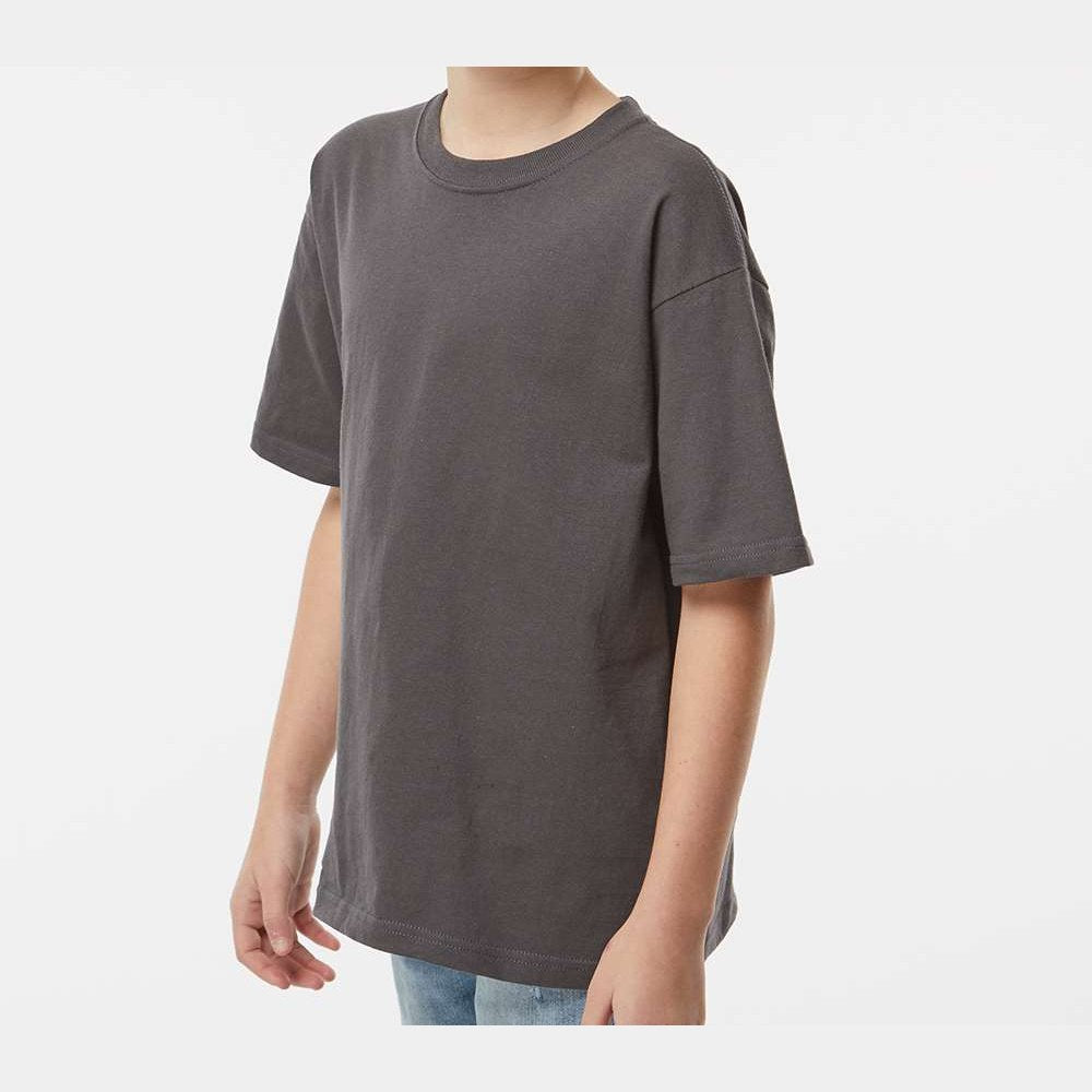 M&O Youth Gold Soft Touch T-Shirt - Charcoal - On Model Side