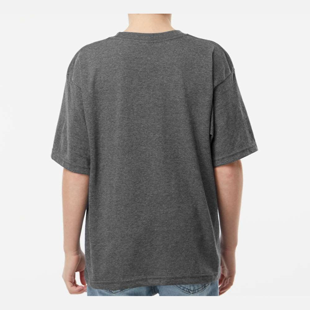 M&O Youth Gold Soft Touch T-Shirt - Dark Heather - On Model Back