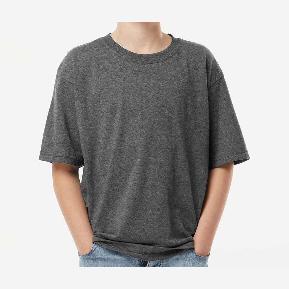 M&O Youth Gold Soft Touch T-Shirt - Dark Heather - On Model Front