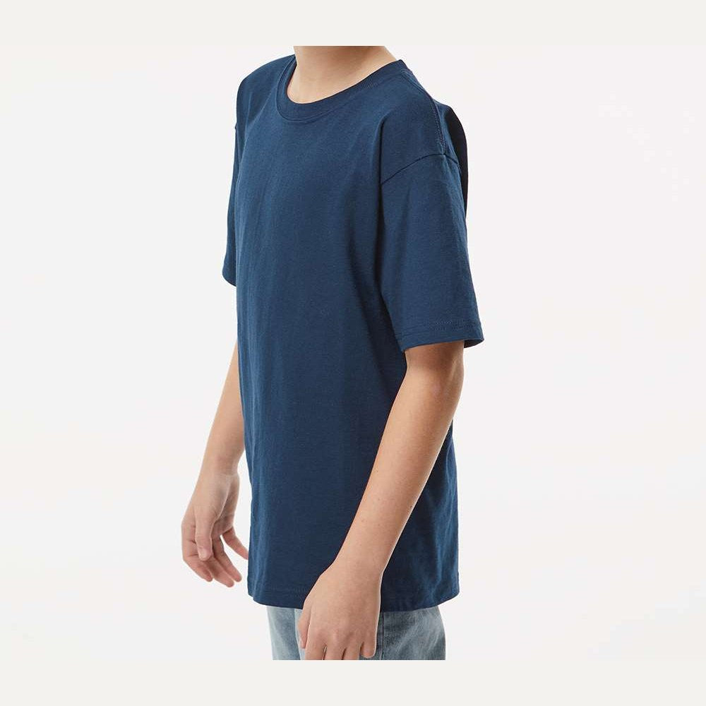 M&O Youth Gold Soft Touch T-Shirt - Deep Navy - On Model Side