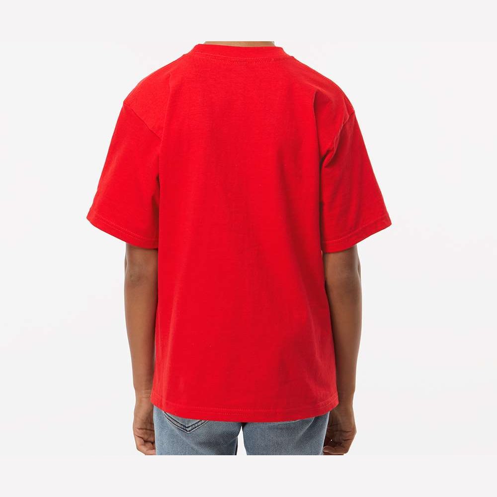 M&O Youth Gold Soft Touch T-Shirt - Deep Red - On Model Back