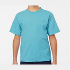 M&O Youth Gold Soft Touch T-Shirt - Diving Blue - On Model Front