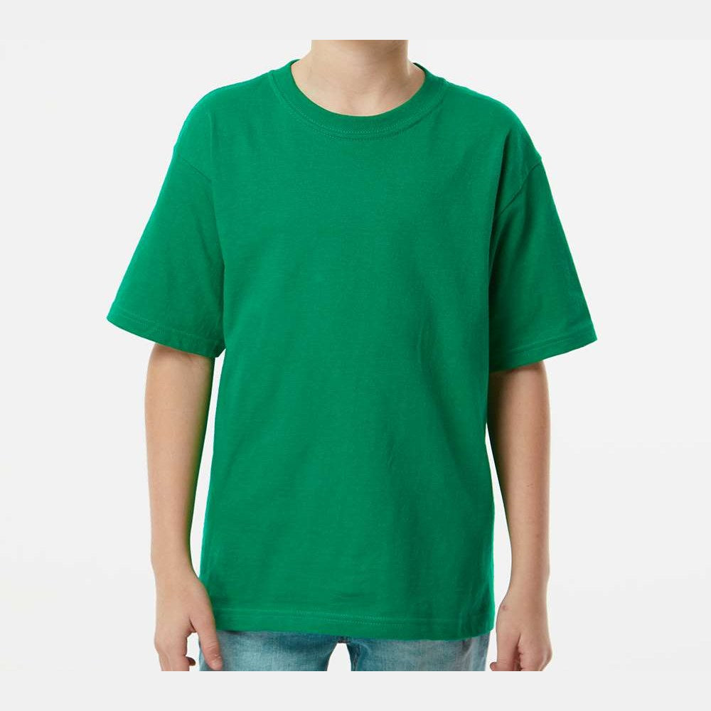 M&O Youth Gold Soft Touch T-Shirt - Fine Kelly Green - On Model Front
