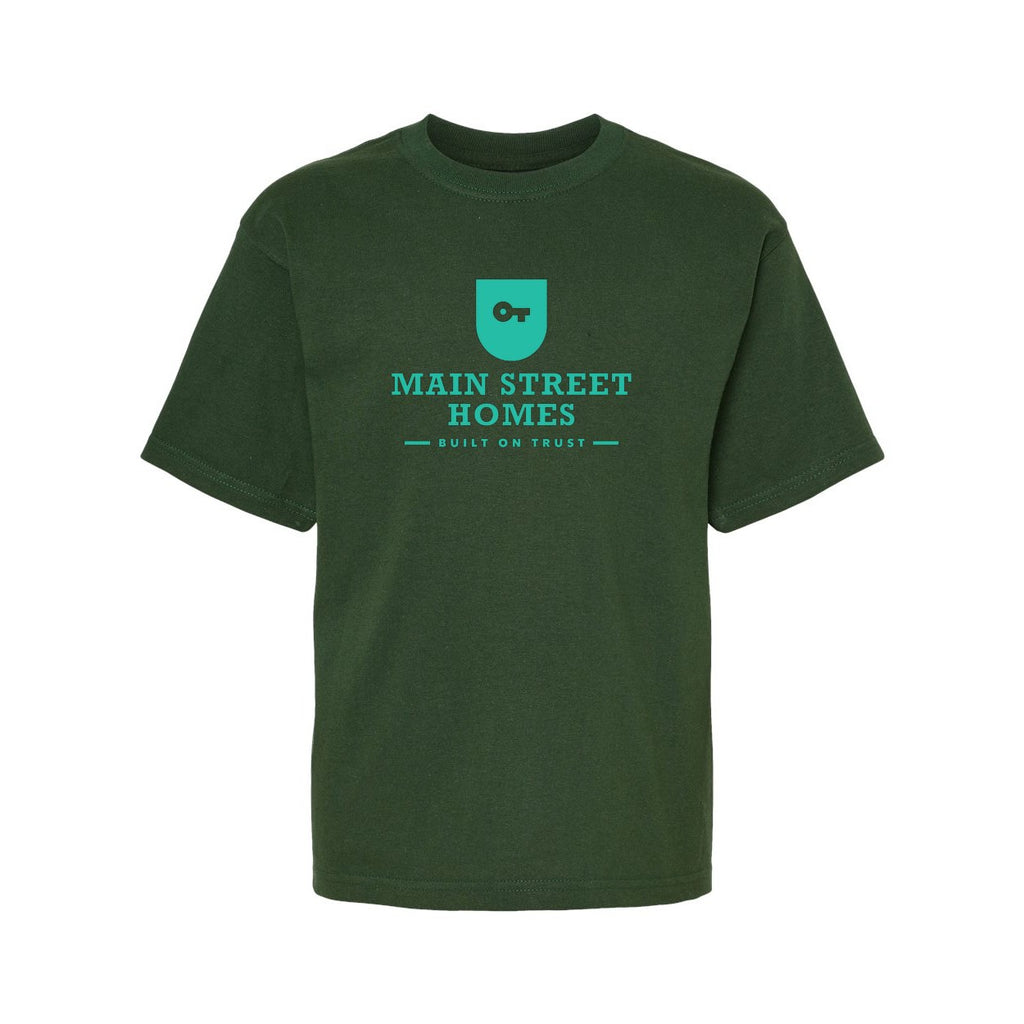 M&O Youth Gold Soft Touch T-Shirt - Forest Green - Front