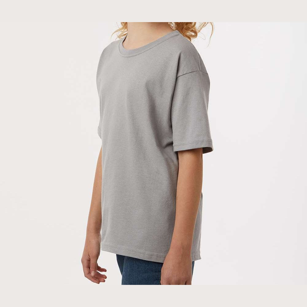 M&O Youth Gold Soft Touch T-Shirt - Gravel - On Model Side