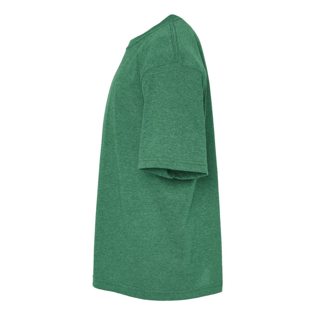 M&O Youth Gold Soft Touch T-Shirt - Heather Kelly Green - Direct Side