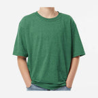 M&O Youth Gold Soft Touch T-Shirt - Heather Kelly Green - On Model Front