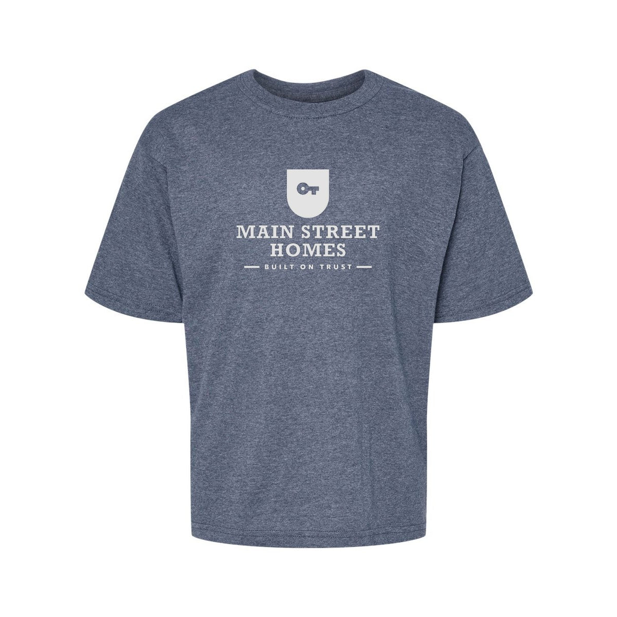 M&O Youth Gold Soft Touch T-Shirt - Heather Navy - Front
