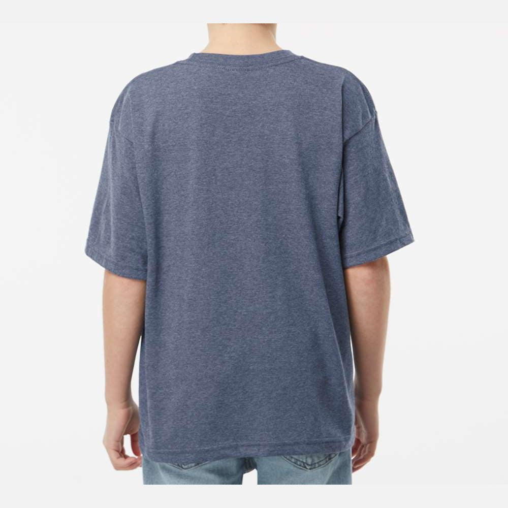 M&O Youth Gold Soft Touch T-Shirt - Heather Navy - On Model Back