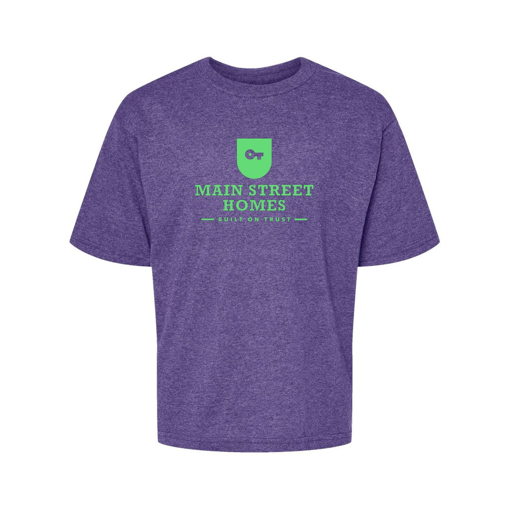 M&O Youth Gold Soft Touch T-Shirt - Heather Purple - Front