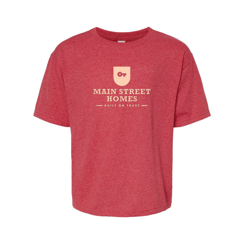 M&O Youth Gold Soft Touch T-Shirt - Heather Red - Front