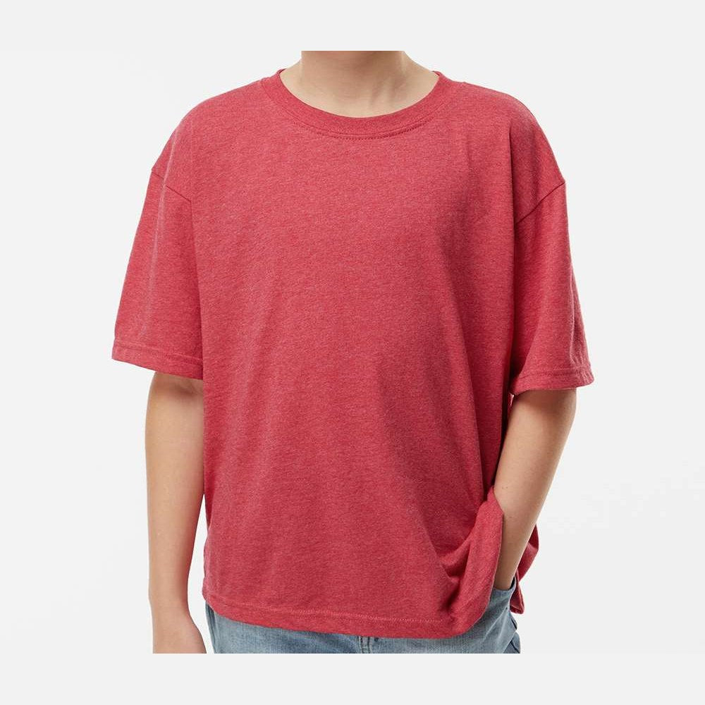 M&O Youth Gold Soft Touch T-Shirt - Heather Red - On Model Front