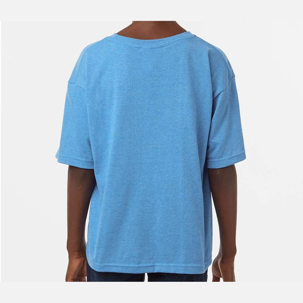 M&O Youth Gold Soft Touch T-Shirt - Heather Turquoise - On Model Back