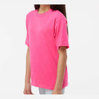 M&O Youth Gold Soft Touch T-Shirt - Heliconia - On Model Side
