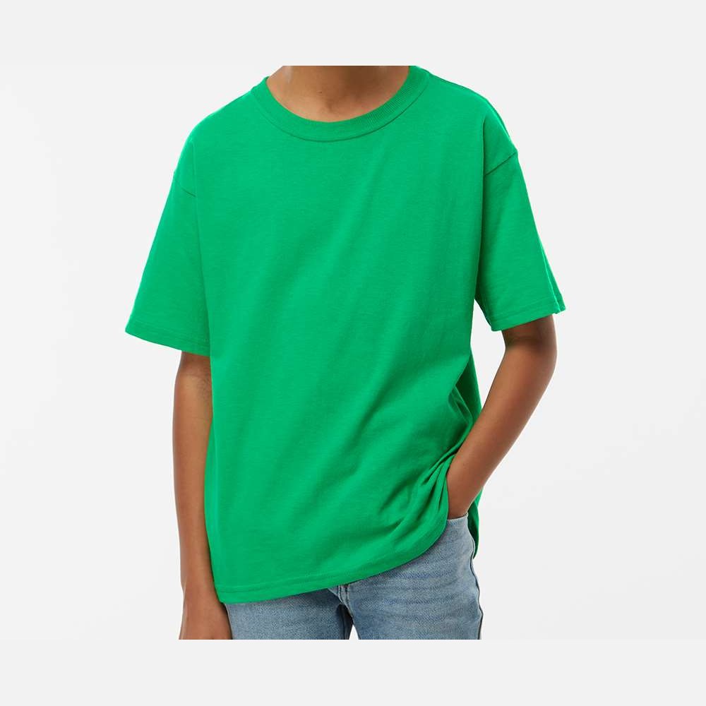 M&O Youth Gold Soft Touch T-Shirt - Irish Green - On Model Front