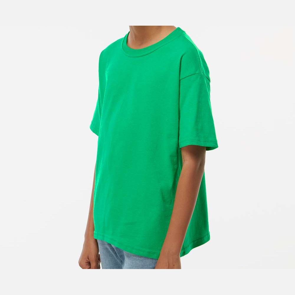 M&O Youth Gold Soft Touch T-Shirt - Irish Green - On Model Side