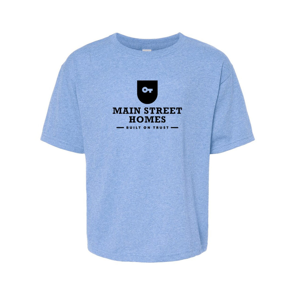 M&O Youth Gold Soft Touch T-Shirt - Light Blue Heather - Front