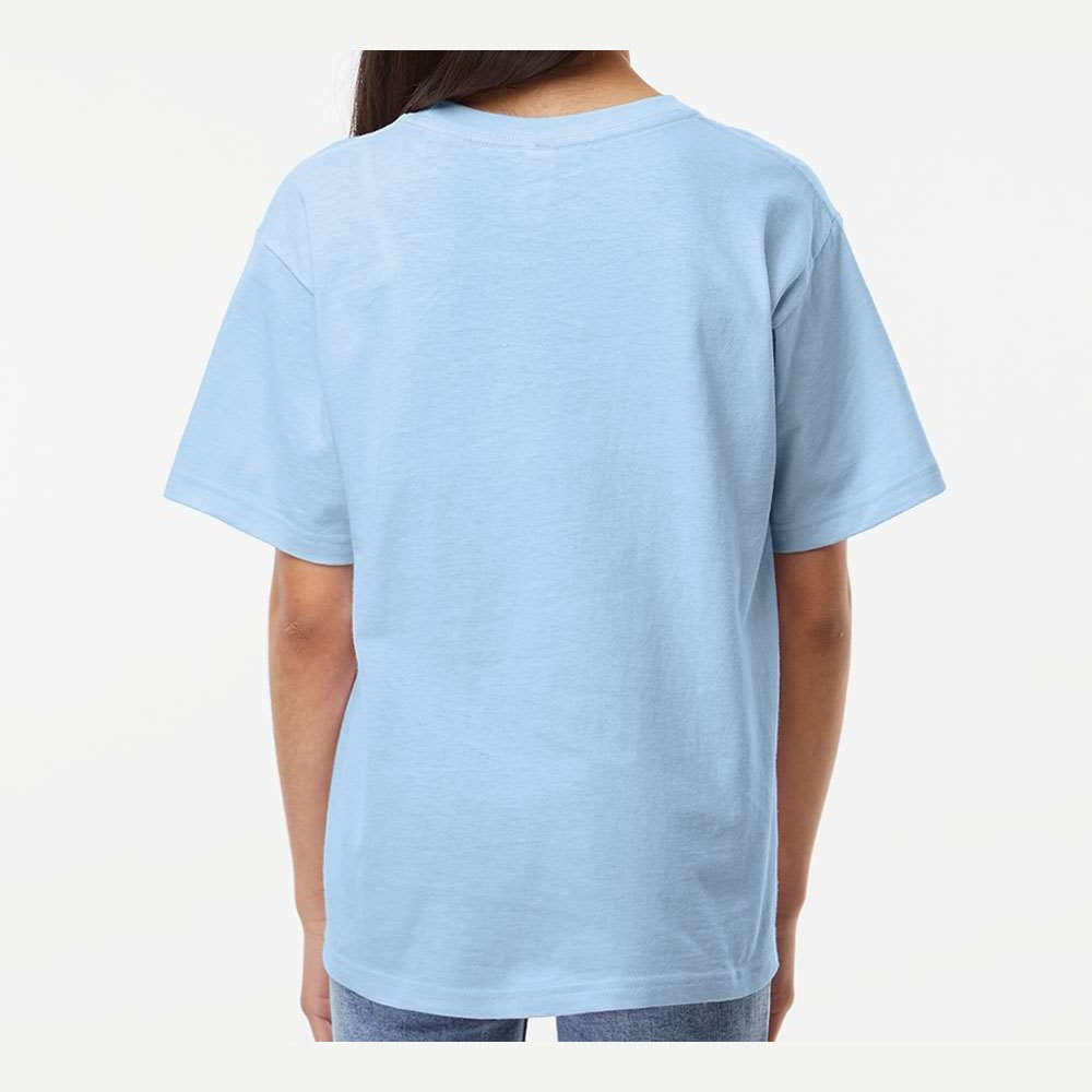 M&O Youth Gold Soft Touch T-Shirt - Light Blue - On Model Back