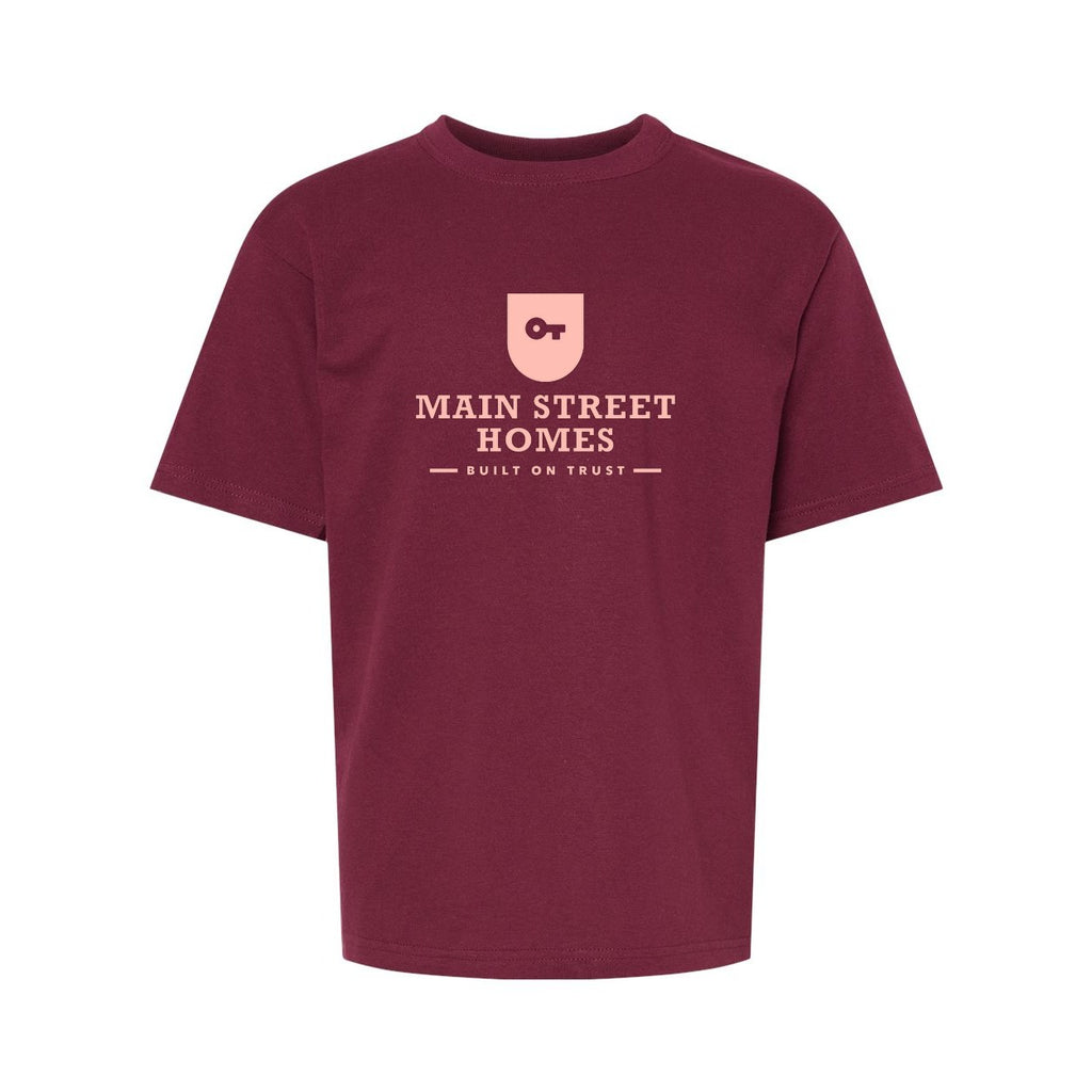 M&O Youth Gold Soft Touch T-Shirt - Maroon - Front
