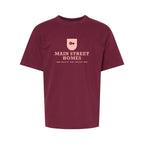 M&O Youth Gold Soft Touch T-Shirt - Maroon - Front