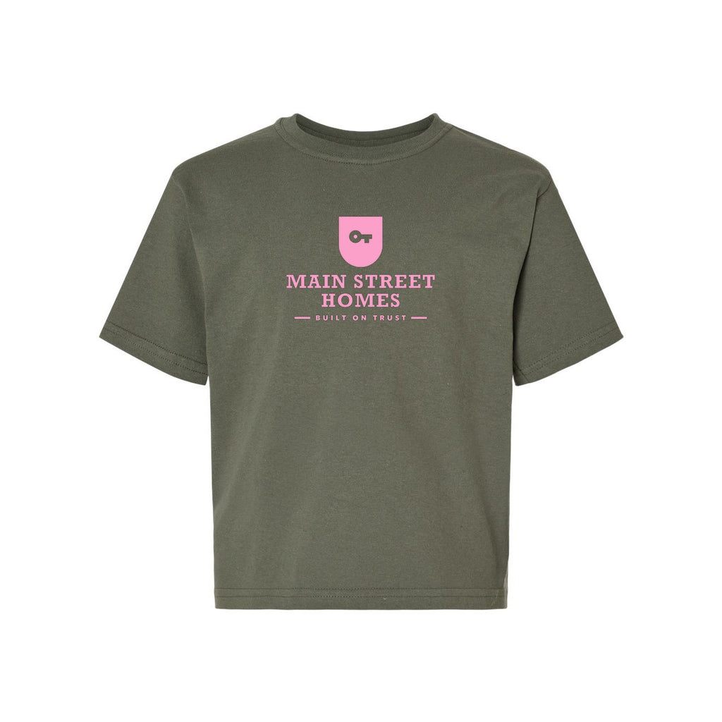 M&O Youth Gold Soft Touch T-Shirt - Military Green - Front