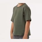 M&O Youth Gold Soft Touch T-Shirt - Military Green - On Model Side
