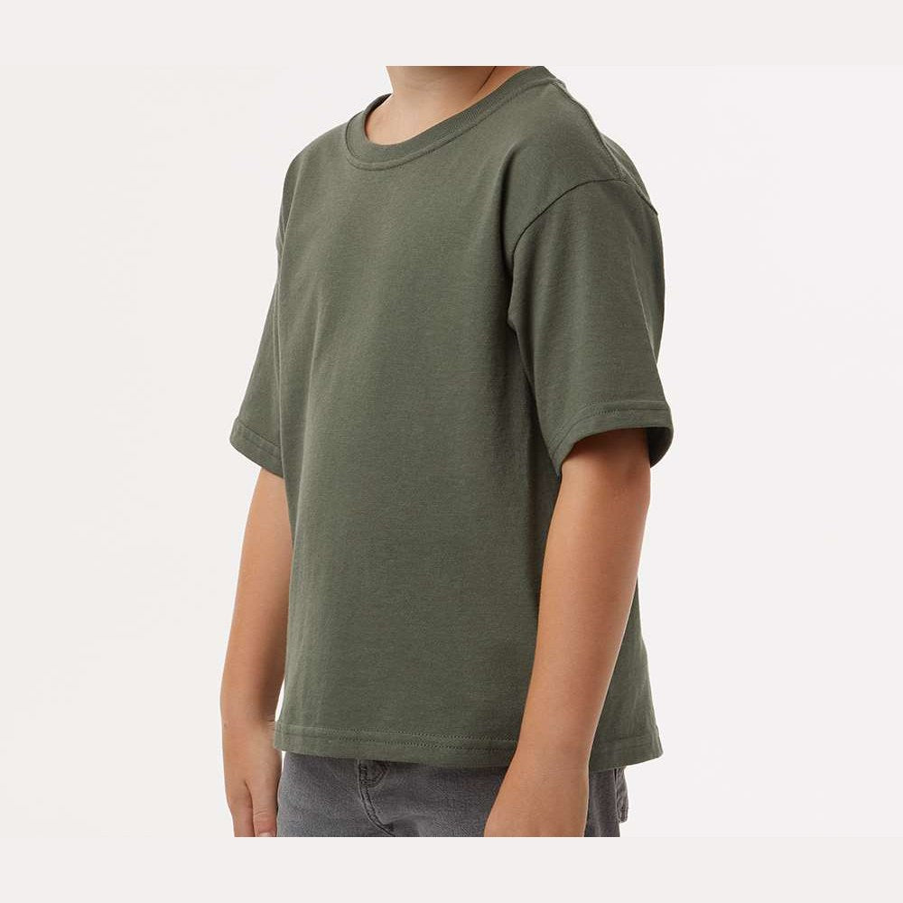 M&O Youth Gold Soft Touch T-Shirt - Military Green - On Model Side