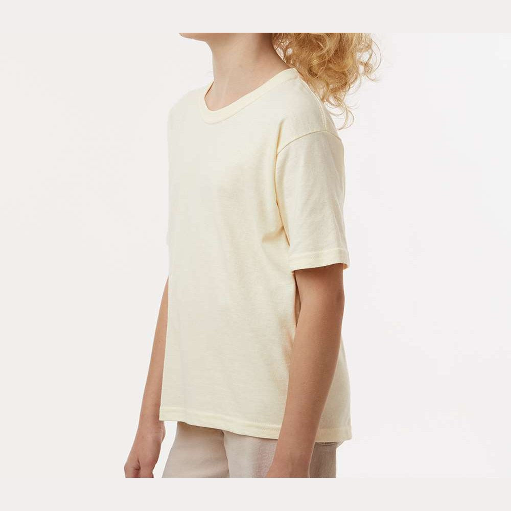 M&O Youth Gold Soft Touch T-Shirt - Natural - On Model Side
