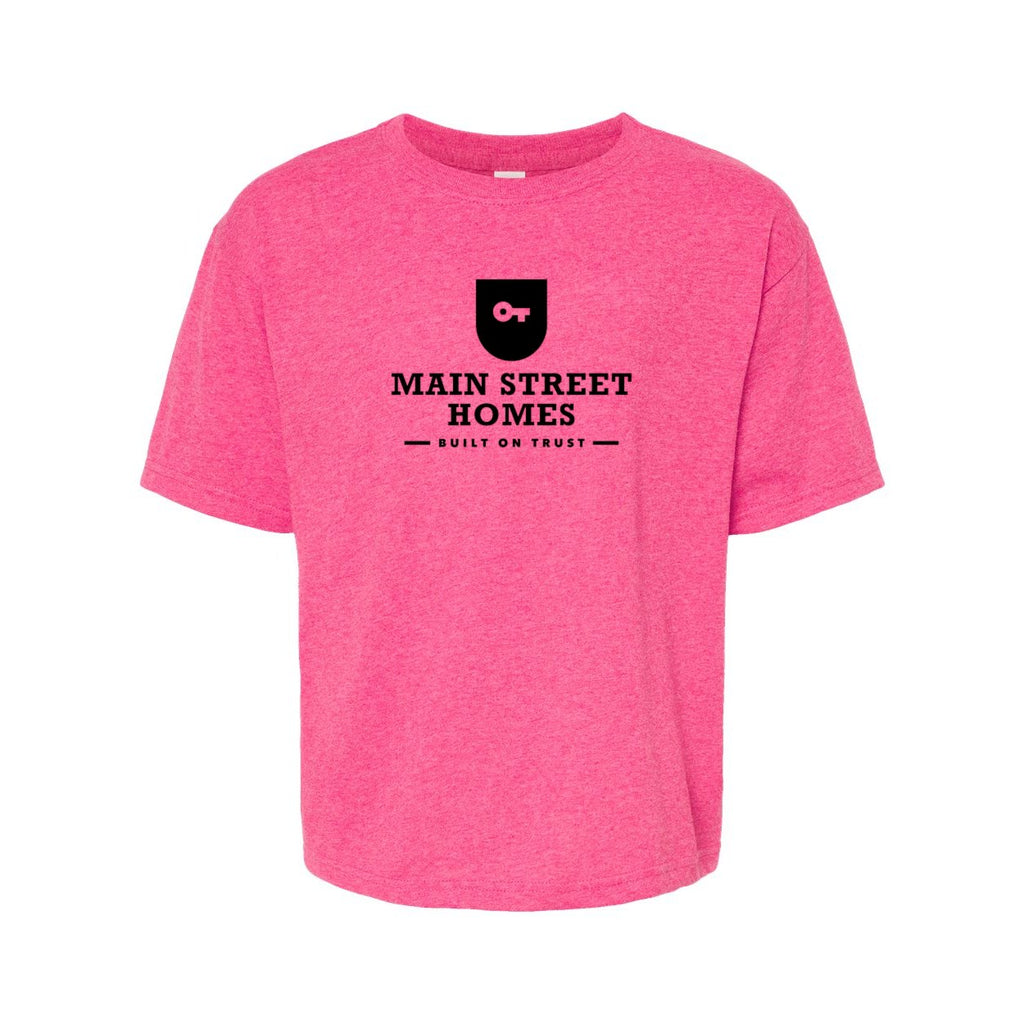 M&O Youth Gold Soft Touch T-Shirt - Neon Pink - Front
