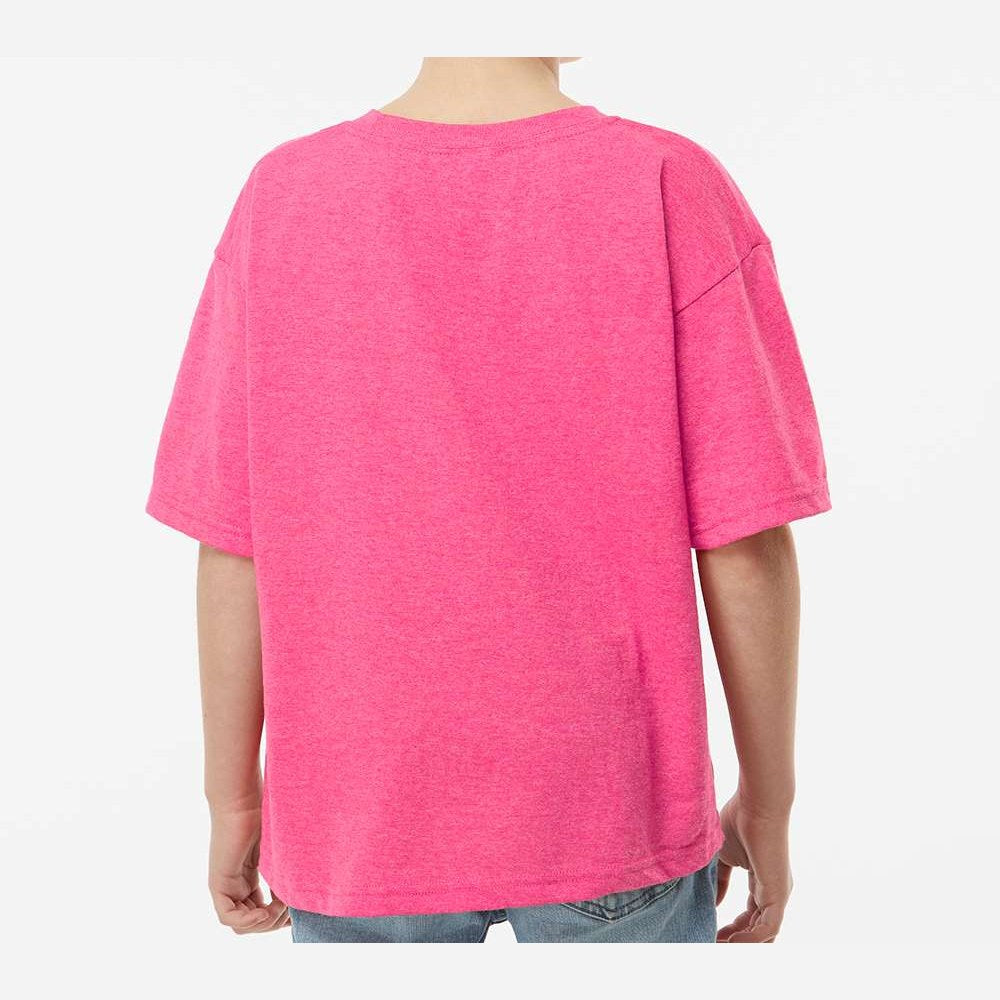 M&O Youth Gold Soft Touch T-Shirt - Neon Pink - On Model Back