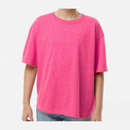 M&O Youth Gold Soft Touch T-Shirt - Neon Pink - On Model Front