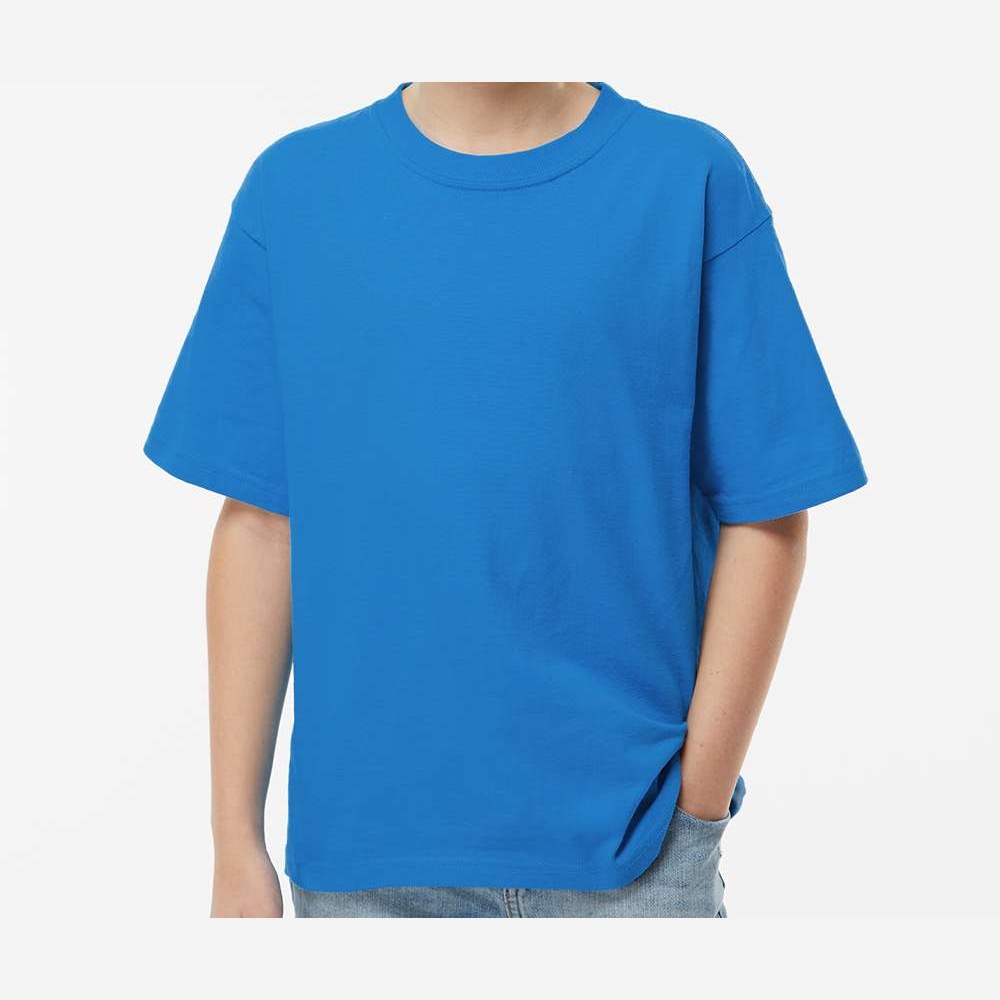M&O Youth Gold Soft Touch T-Shirt - Ocean Blue - On Model Front