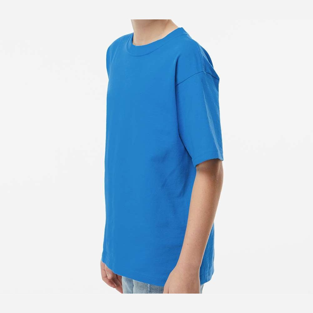 M&O Youth Gold Soft Touch T-Shirt - Ocean Blue - On Model Side